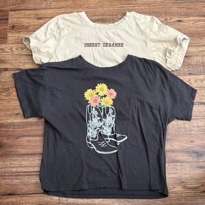 Set of 2 juniors western theme crop tops